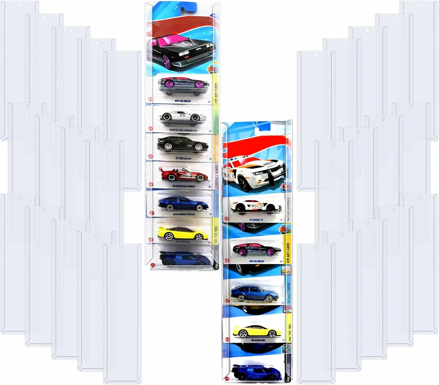 30 Pcs Model Car Display Case Wall Mount Compatible with Hot Wheels Matchbox Cars Packaged, Model Cars Storage Case for Hot Wheels Packaged Diecast Blister Toy Cars Wall Display Shelf Rack