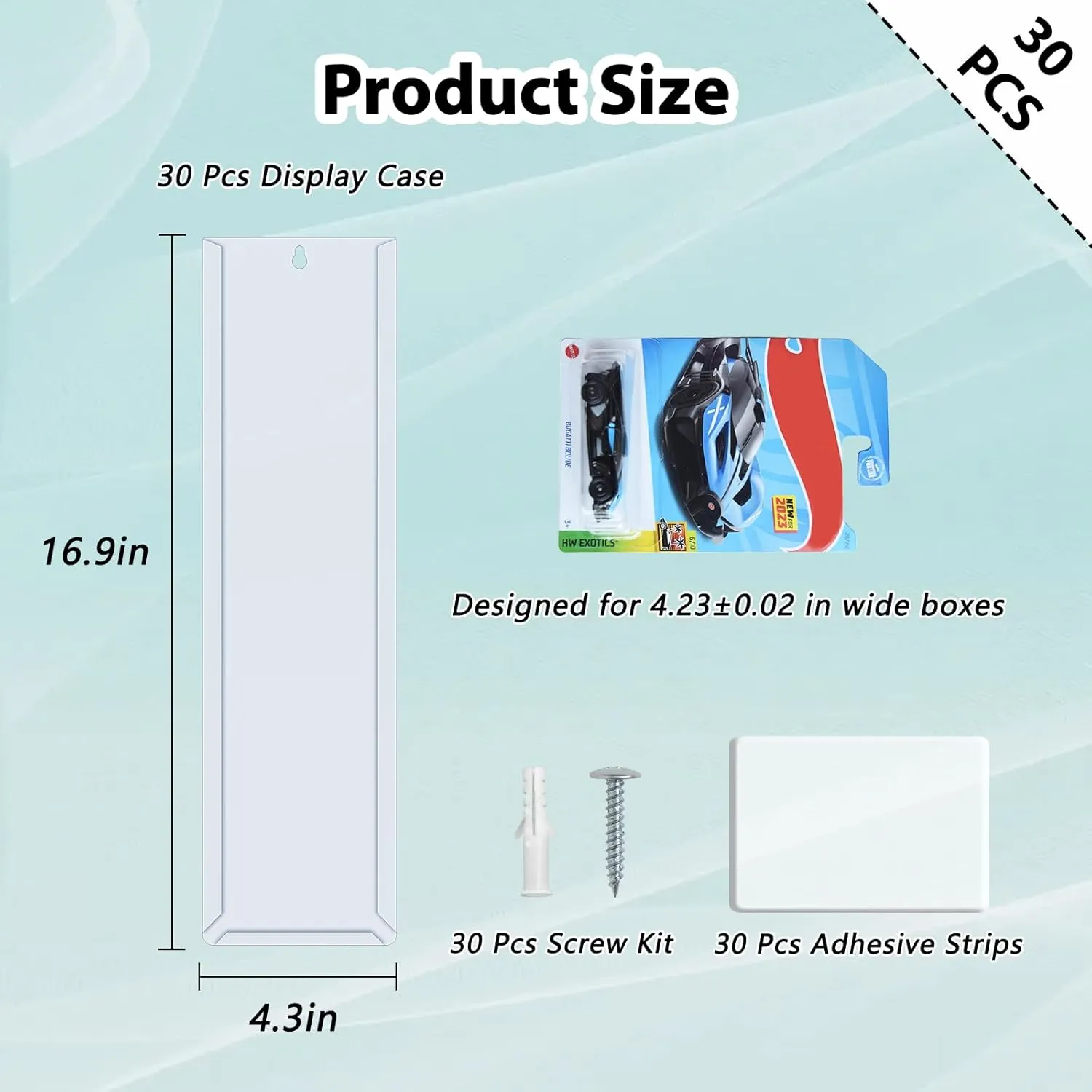 30 Pcs Model Car Display Case Wall Mount Compatible with Hot Wheels Matchbox Cars Packaged, Model Cars Storage Case for Hot Wheels Packaged Diecast Blister Toy Cars Wall Display Shelf Rack