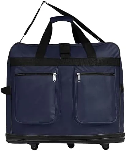 36"" Duffle Bag Expandable Rolling Lightweight Wheeled Spinner Suitcase Luggage (Pack of 2) for Travel and Storage (Navy Blue)