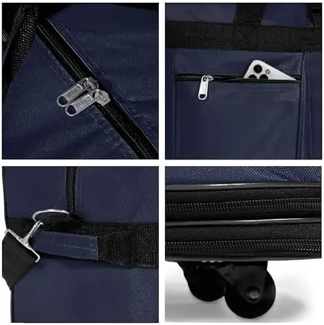 36"" Duffle Bag Expandable Rolling Lightweight Wheeled Spinner Suitcase Luggage (Pack of 2) for Travel and Storage (Navy Blue)