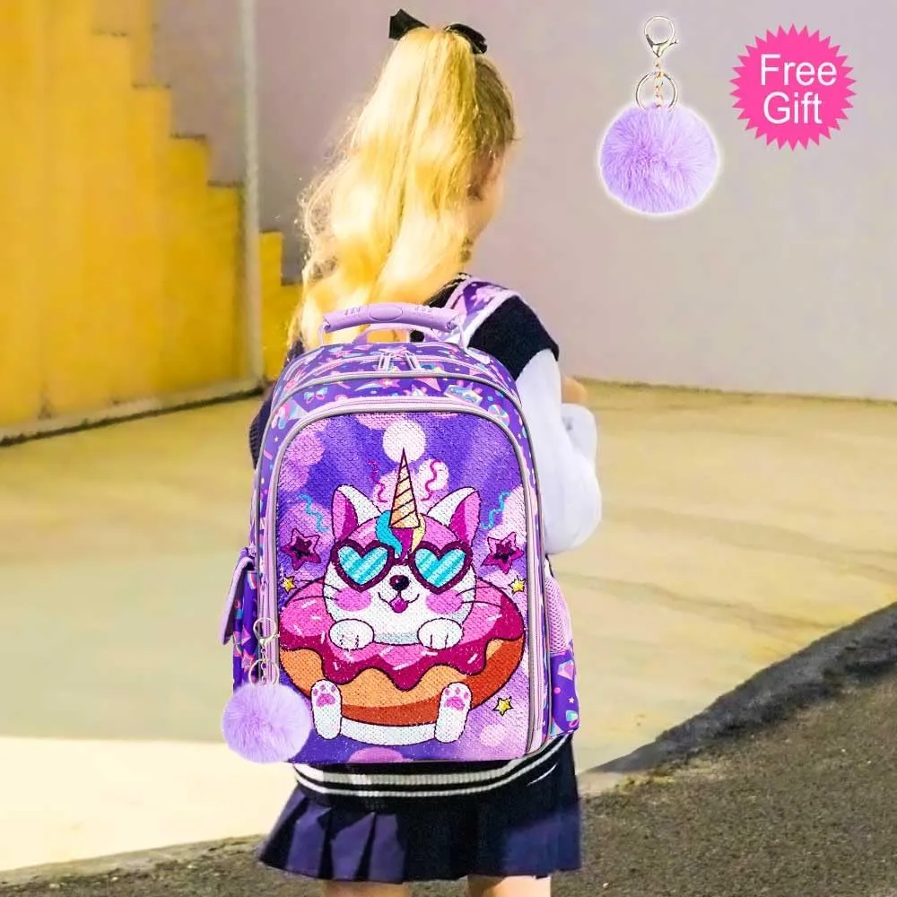 3PCS Backpack for Girls and Boys 16" Little Kids Preschool Bookbag, Elementary School Backpacks and Lunch Box