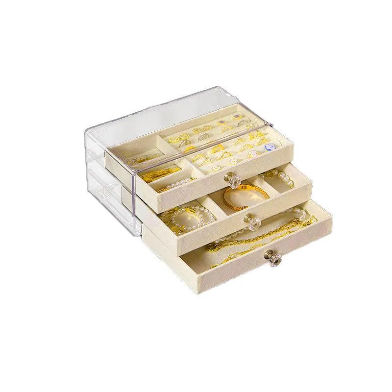 3Tier Acrylic Jewelry Organizer Box Display Drawer Case Earring Necklace Storage