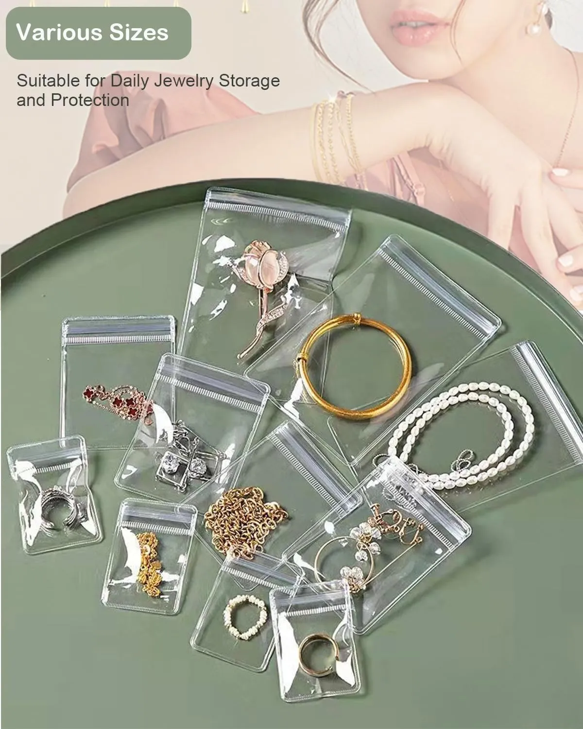 4-in-1 Acrylic Jewelry Organizers and Storage with 60 Portable Anti Tarnish Jewelry Bags, Clear Jewelry Box Travel Jewelry Case for Earrings Rings Necklaces Bracelets, Mothers Day Gifts for Mom Wife