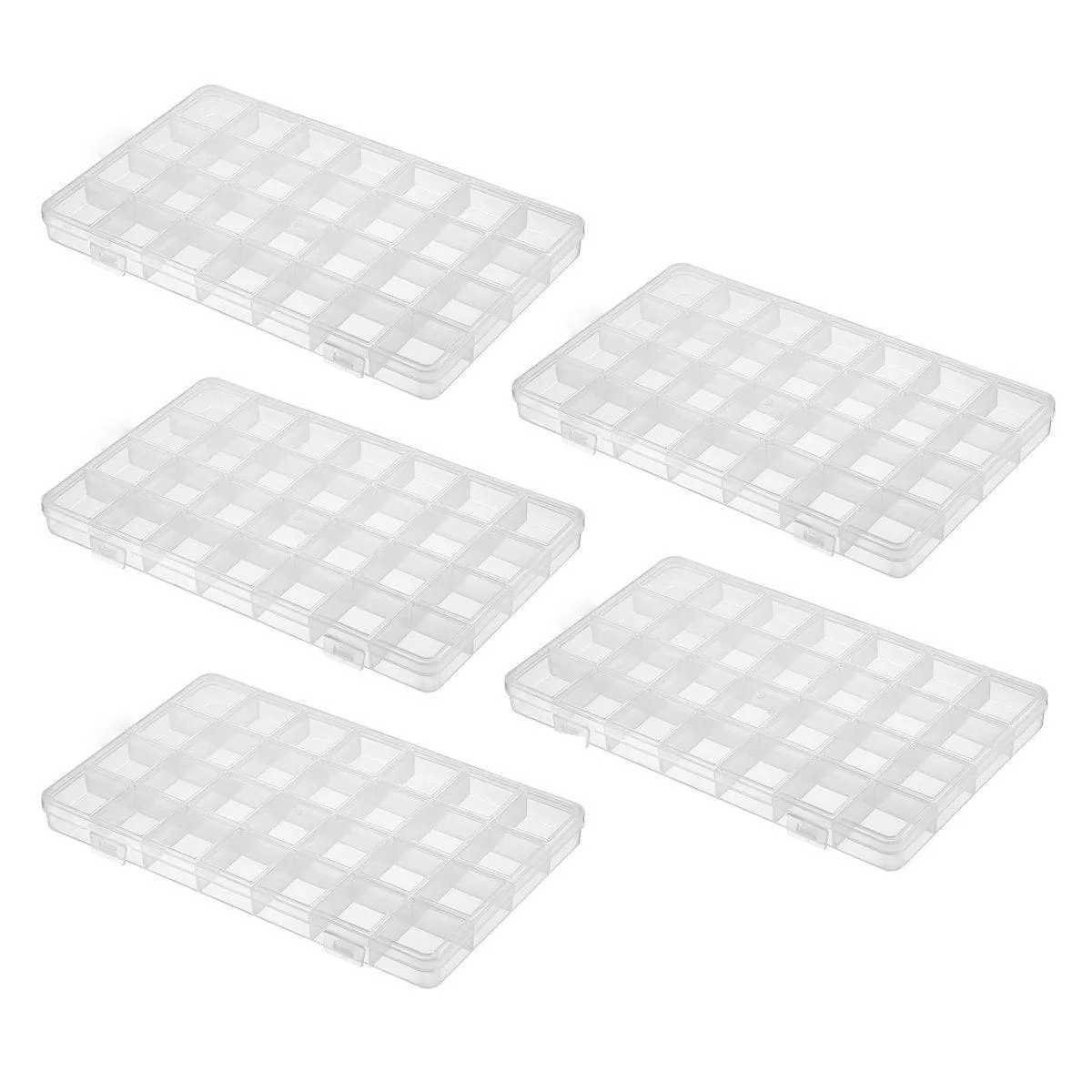 5Pcs Clear Plastic Storage Box Jewellery DIY Organiser for Small Parts Crafts