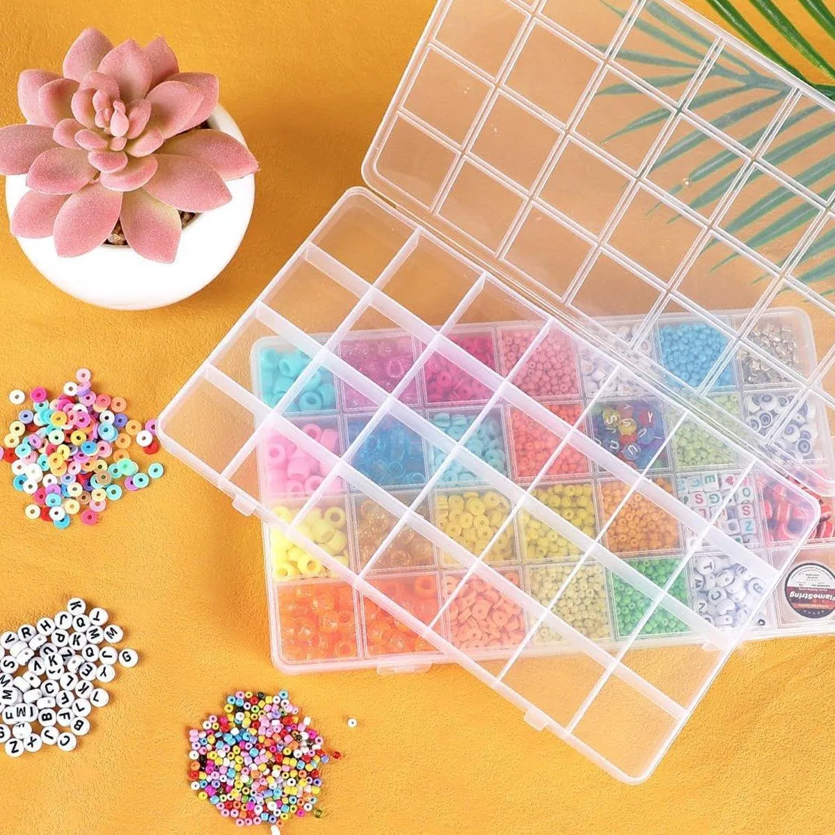 5Pcs Clear Plastic Storage Box Jewellery DIY Organiser for Small Parts Crafts