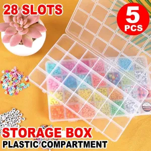 5Pcs Clear Plastic Storage Box Jewellery DIY Organiser for Small Parts Crafts