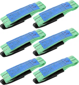 6 Pack Green Lifting Straps, Polyester Web Slings, 3.3FtX2in, 4409 LBS Basket, 8818 LBS Choker, 3527 LBS, Heavy Duty Lift Sling Web