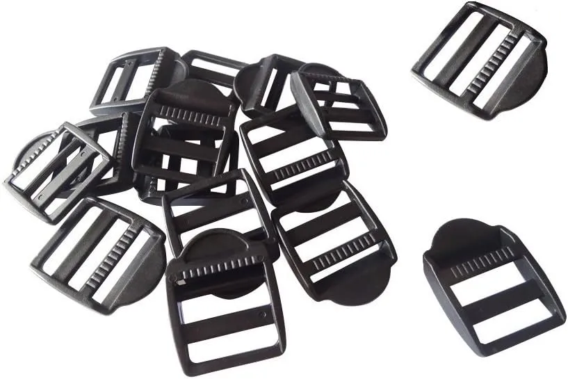 60 Pcs 1" (25mm) Plastic Tension Locks Triglide Buckles for Belt Backpack Camping Bag Belt Suitcase (Black)