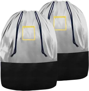 66 Gallon Extra Large Moving Storage Bags Heavy Duty with Draw String Design Perfect for Household Travel Warehouse - 2 PACK (Grey)