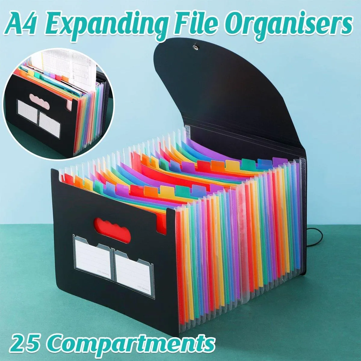 A4 Document Organiser 25 Compartments Multilayer Folder Office File Storage