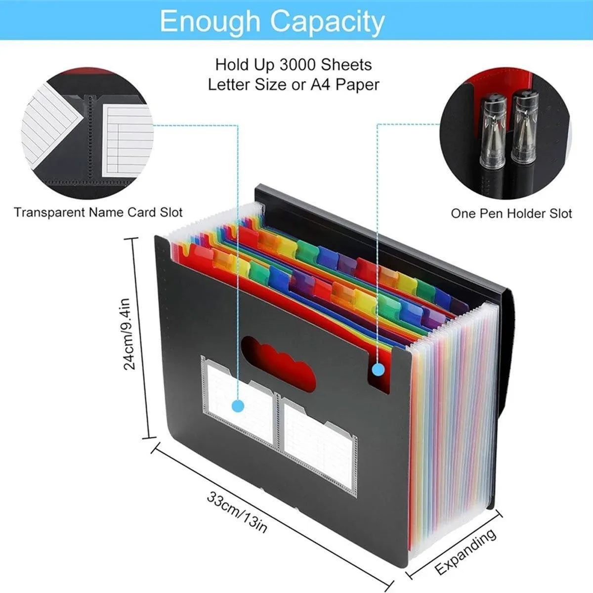 A4 Document Organiser 25 Compartments Multilayer Folder Office File Storage
