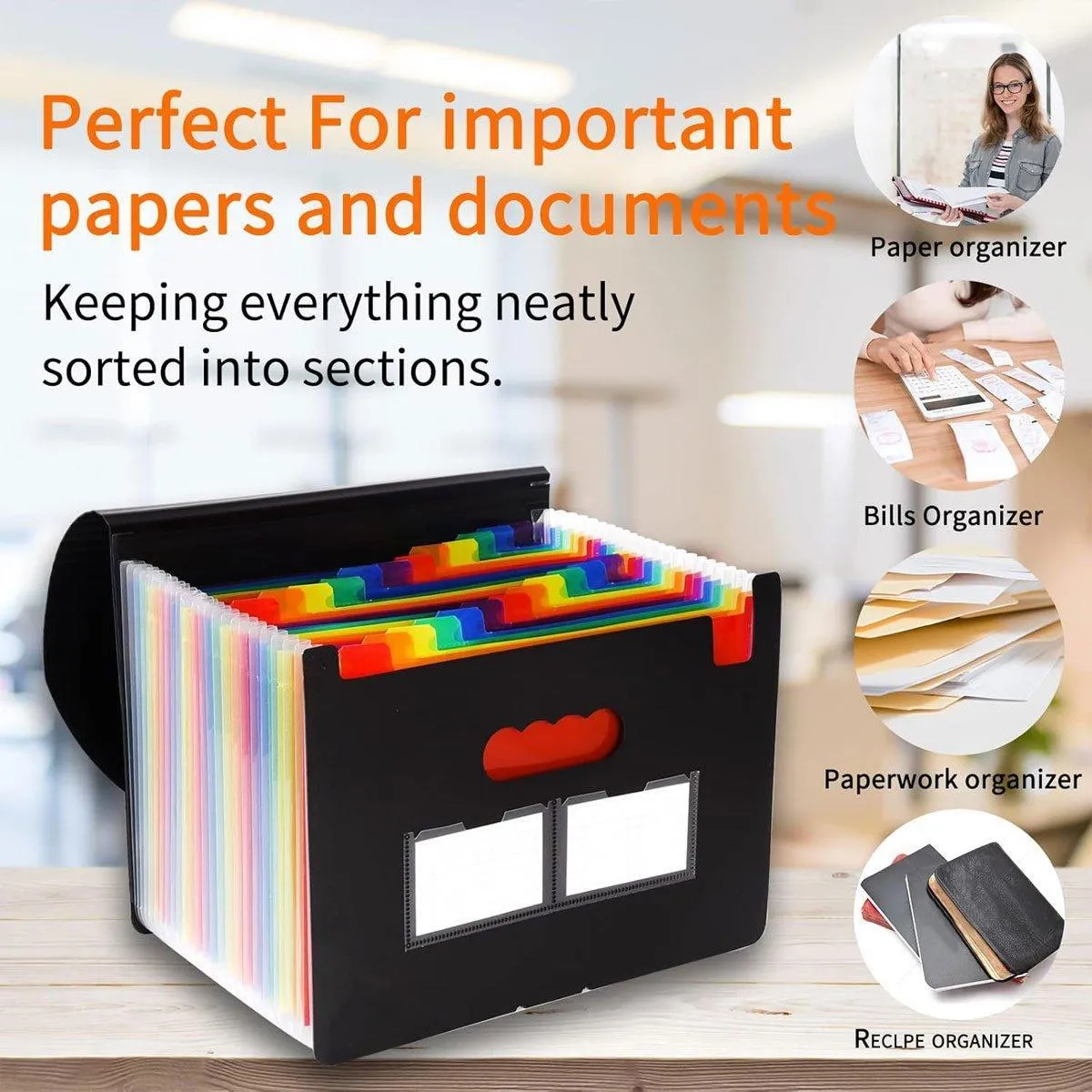 A4 Document Organiser 25 Compartments Multilayer Folder Office File Storage