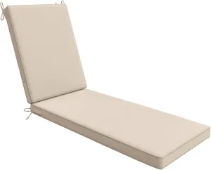 AAAAAcessories Outdoor Chaise Lounge Cushions, Waterproof, Fade-Resistant Patio Furniture Replacement Cushions, 74" x 23" x 3", Beige