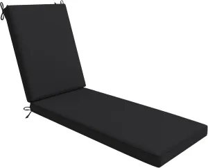 AAAAAcessories Outdoor Chaise Lounge Cushions, Waterproof, Fade-Resistant Patio Furniture Replacement Cushions, 74" x 23" x 3", Black