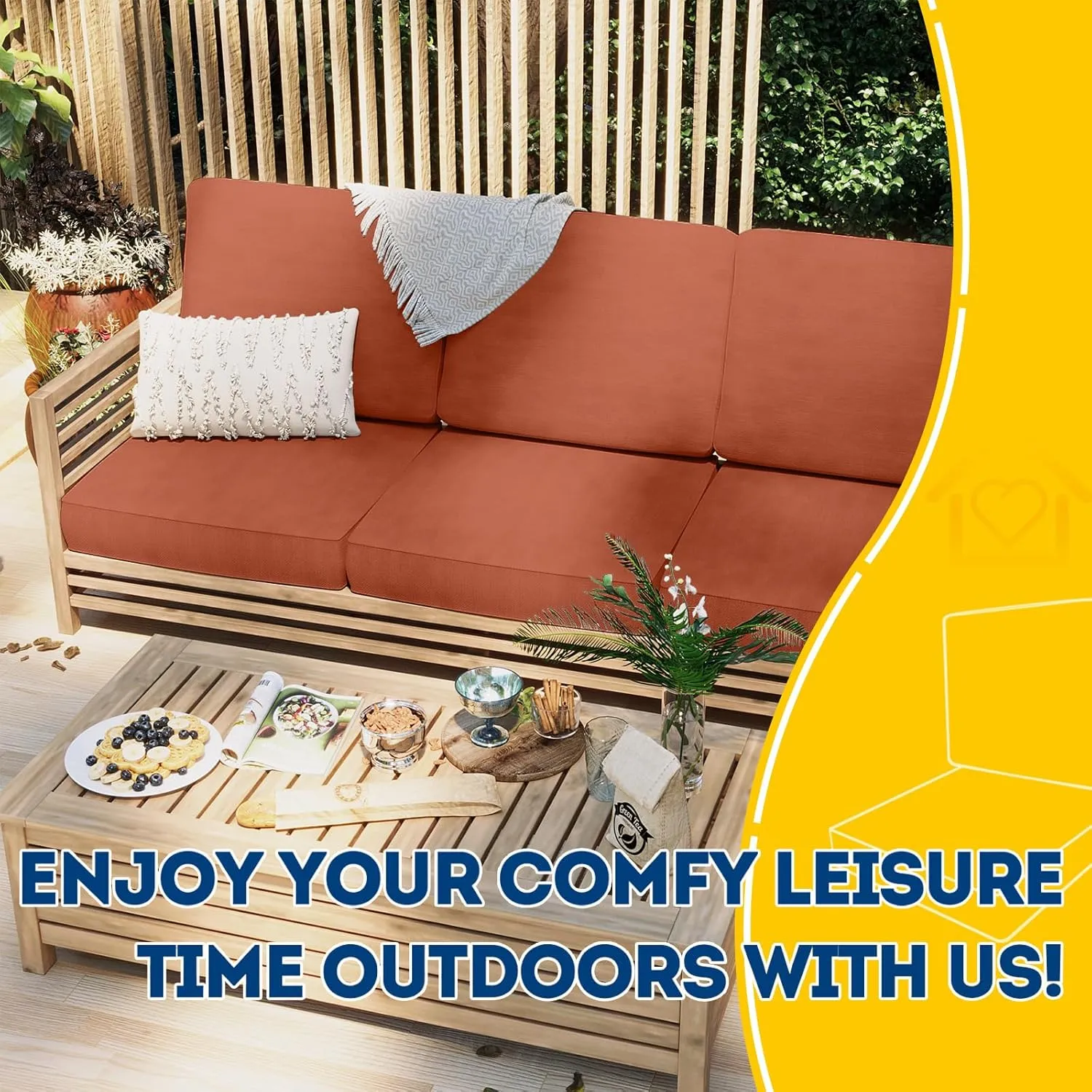 AAAAAcessories Outdoor Deep Seat Cushions, Foam Pillow, Waterproof, Fade-Resistant Patio Furniture Replacement Cushions, 24" x 24" x 5", Rust