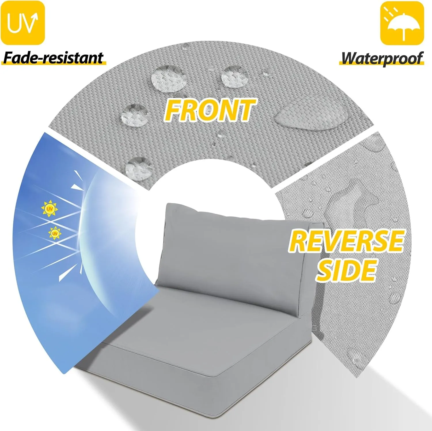 AAAAAcessories Outdoor Deep Seat Cushions, Waterproof, Fade-Resistant Patio Furniture Replacement Cushions, 24" x 24" x 5"   24" x 13.5", Gray