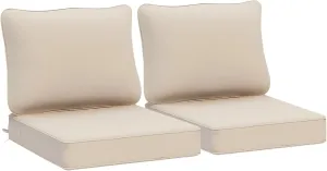 AAAAAcessories Outdoor Deep Seat Cushions, Waterproof, Fade-Resistant Patio Furniture Replacement Cushions, 24" x 24" x 5", Set of 2, Beige