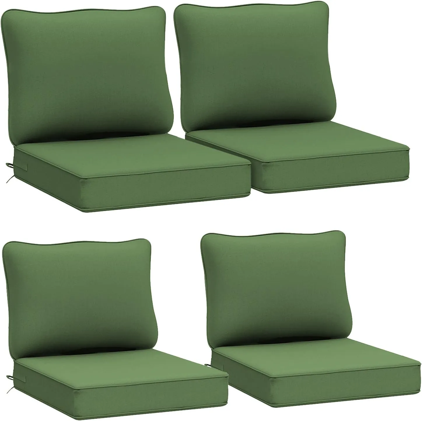 AAAAAcessories Outdoor Deep Seat Cushions, Waterproof, Fade-Resistant Patio Furniture Replacement Cushions, 24" x 24" x 5", Set of 4, Dark Moss Green