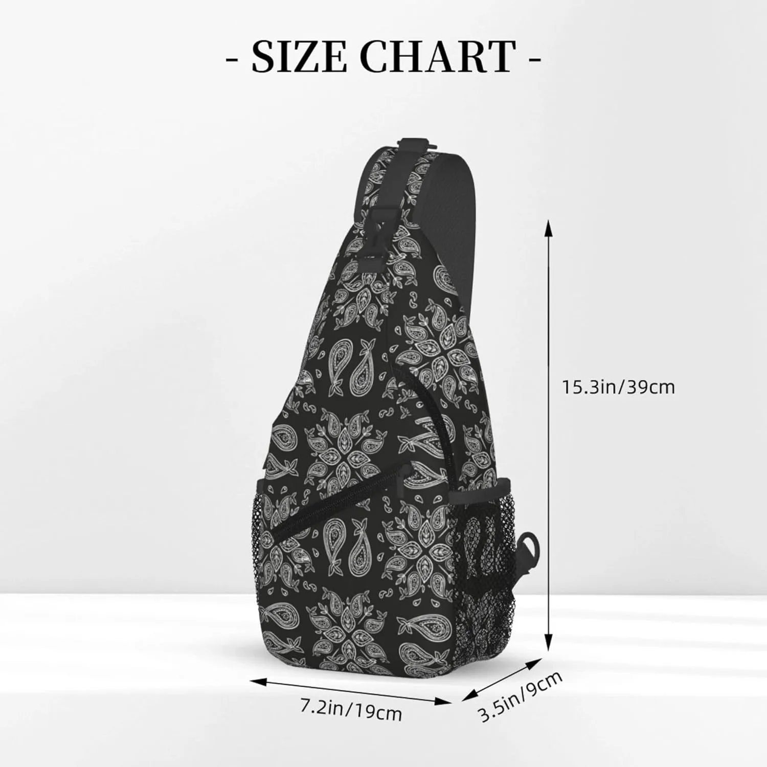Abstract Floral Mandala Grey Sling Backpack Crossbody Bag, Chest Bag Daypack Fanny Pack Cross Body Bag for Outdoors Hiking Traveling