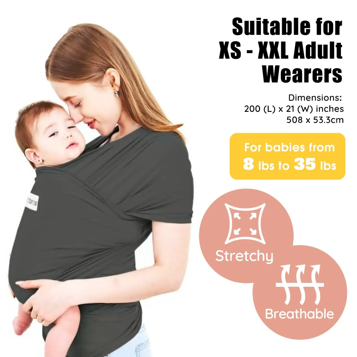 Acrabros Baby Wrap Carrier,Hands Free Baby Carrier Sling,Lightweight,Breathable,Softness,Perfect for Newborn Infants and Babies Shower Gift, Baby Blue