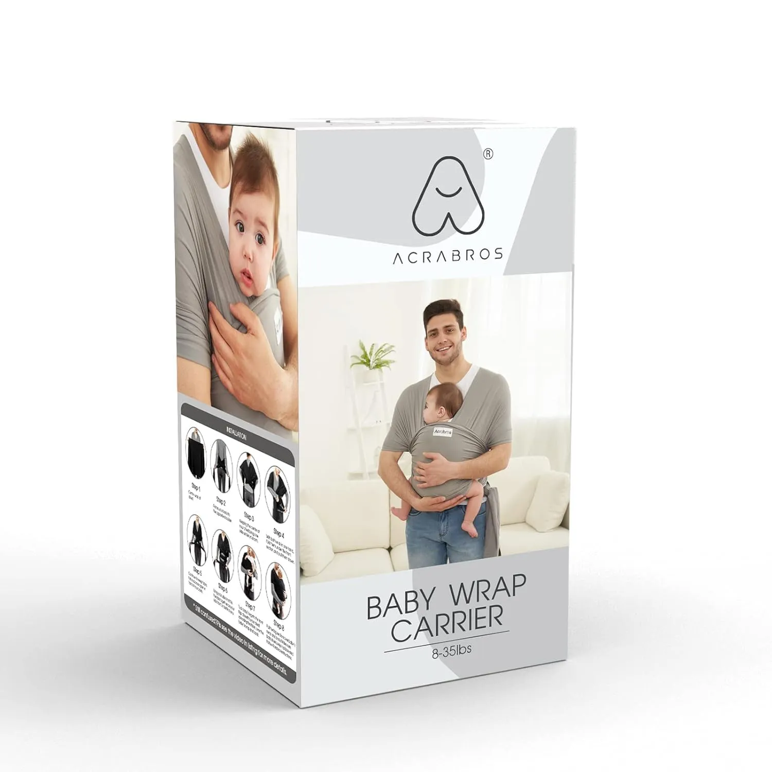 Acrabros Baby Wrap Carrier,Hands Free Baby Carrier Sling,Lightweight,Breathable,Softness,Perfect for Newborn Infants and Babies Shower Gift, Baby Blue