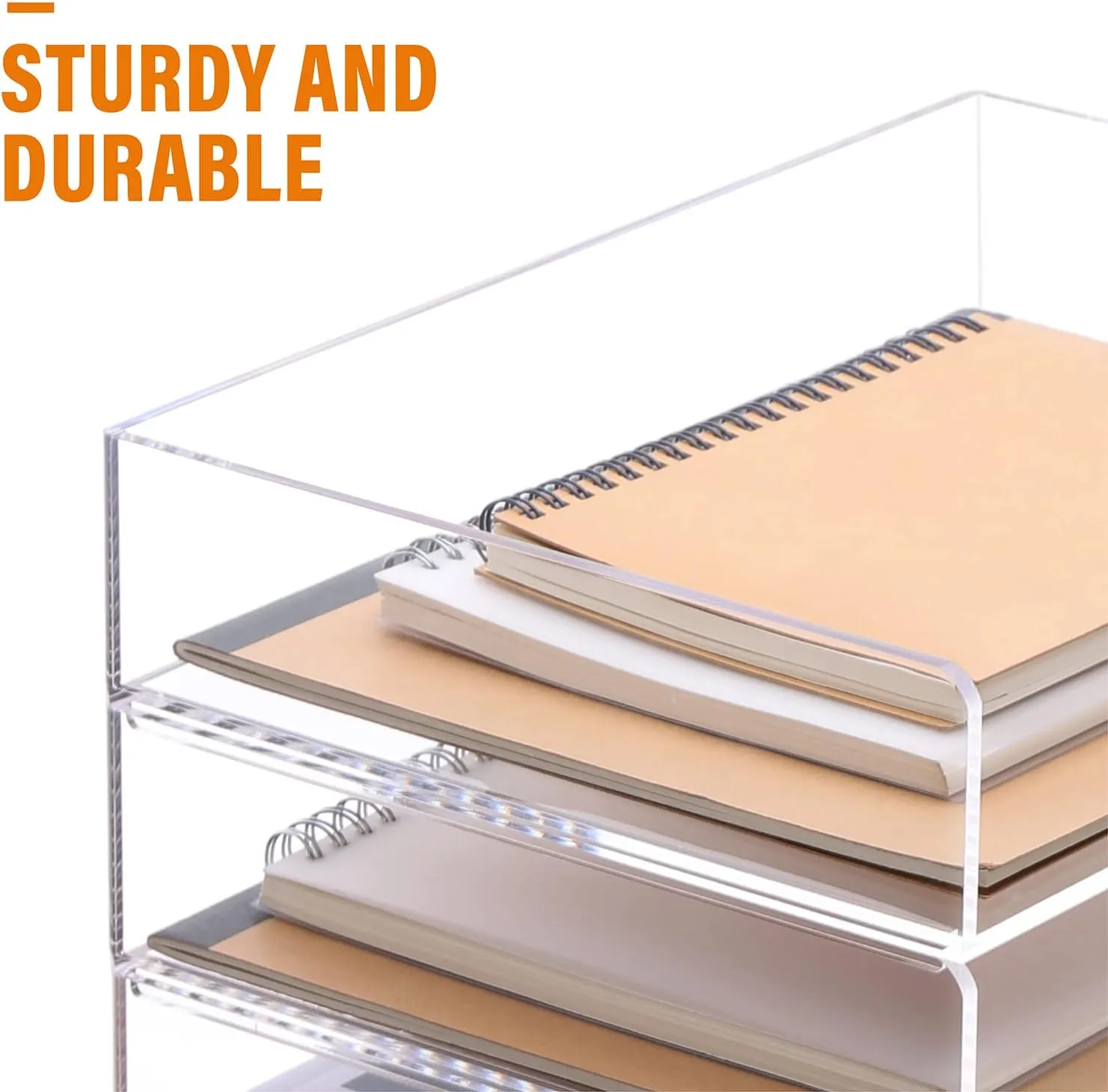 Acrylic Stackable Letter Tray Clear Paper Tray Desk Organizer 4-Tier Desk File Organizer Paper Sorter Holder Document Shelf Tray for Letter/A4