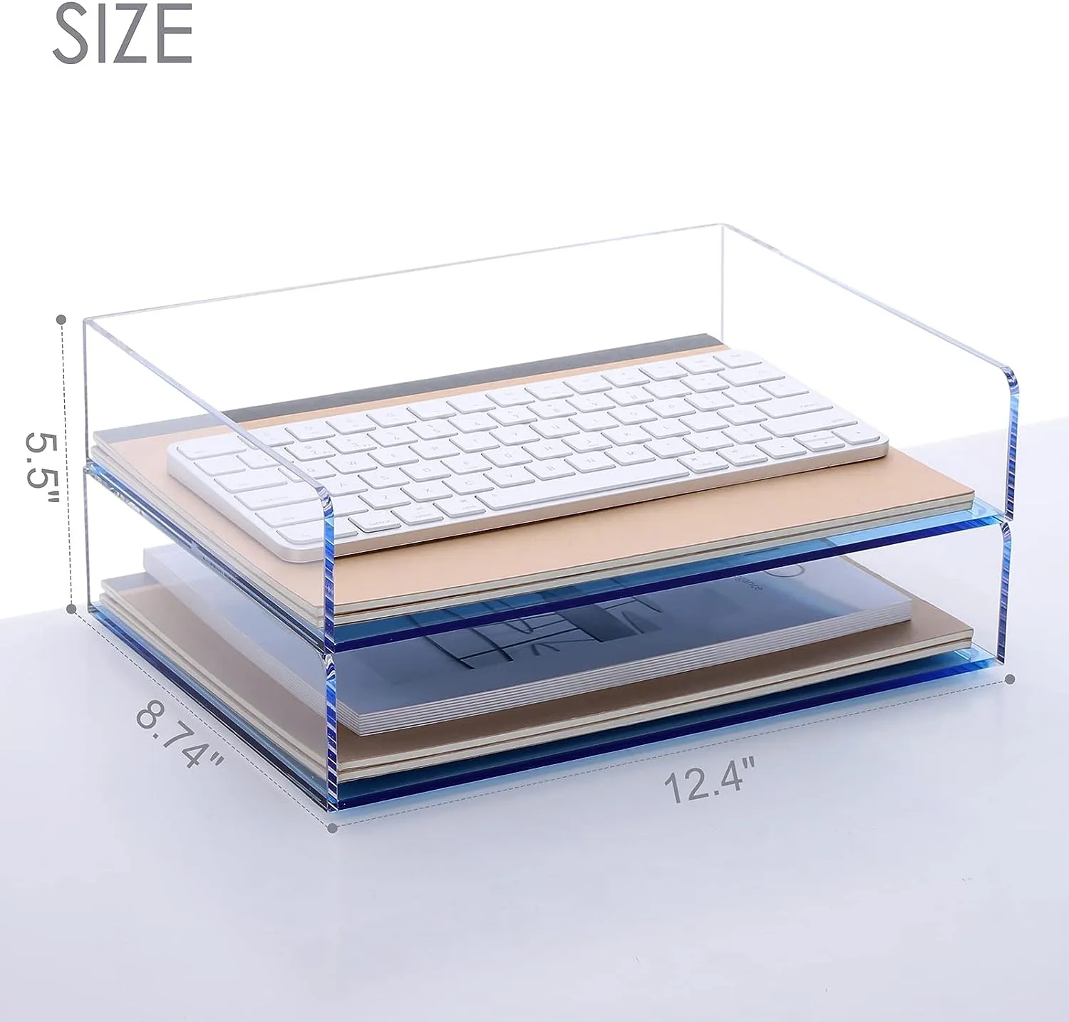 Acrylic Stackable Letter Tray Clear Paper Tray Desk Organizer 4-Tier Desk File Organizer Paper Sorter Holder Document Shelf Tray for Letter/A4