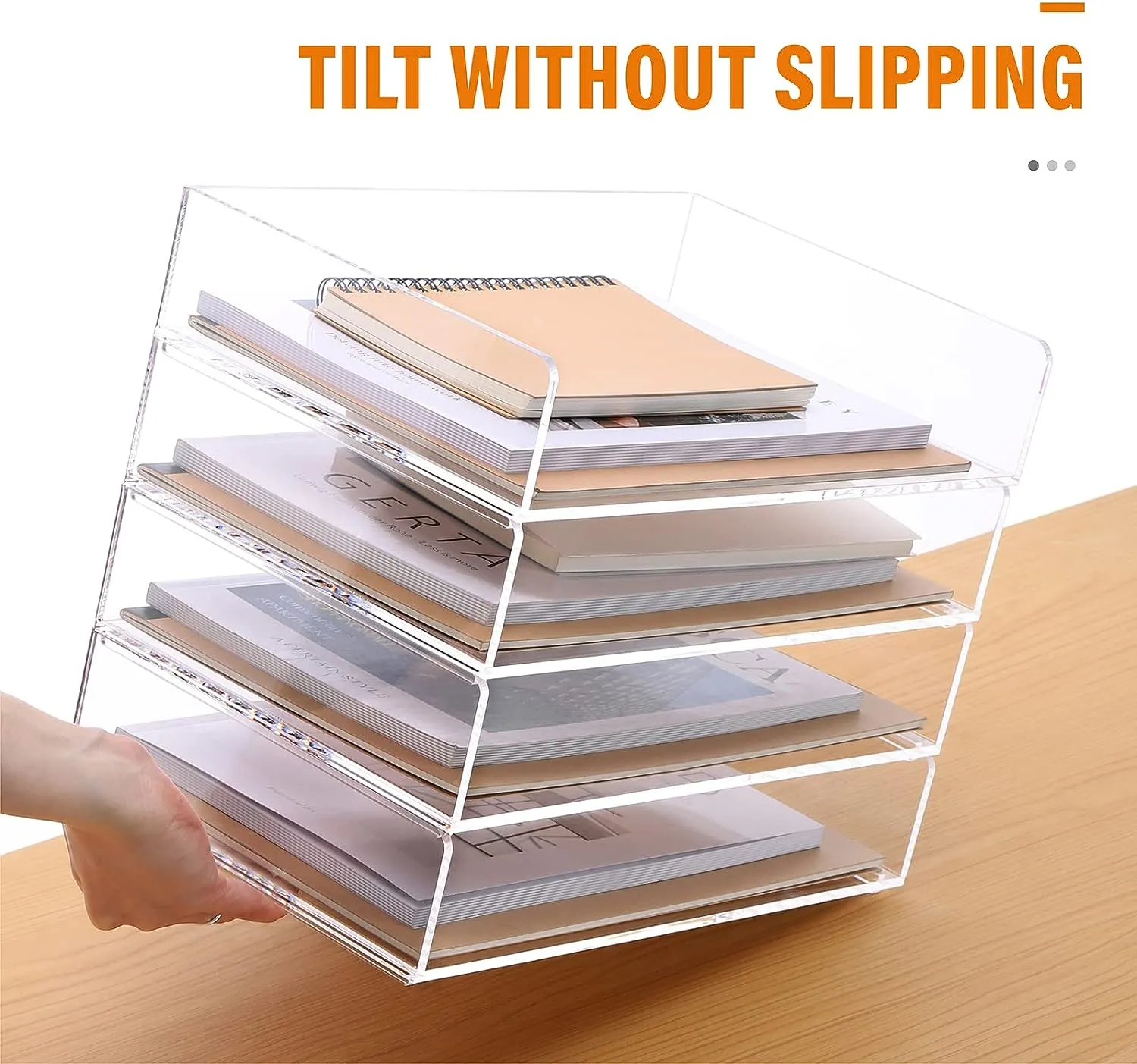 Acrylic Stackable Letter Tray Clear Paper Tray Desk Organizer 4-Tier Desk File Organizer Paper Sorter Holder Document Shelf Tray for Letter/A4