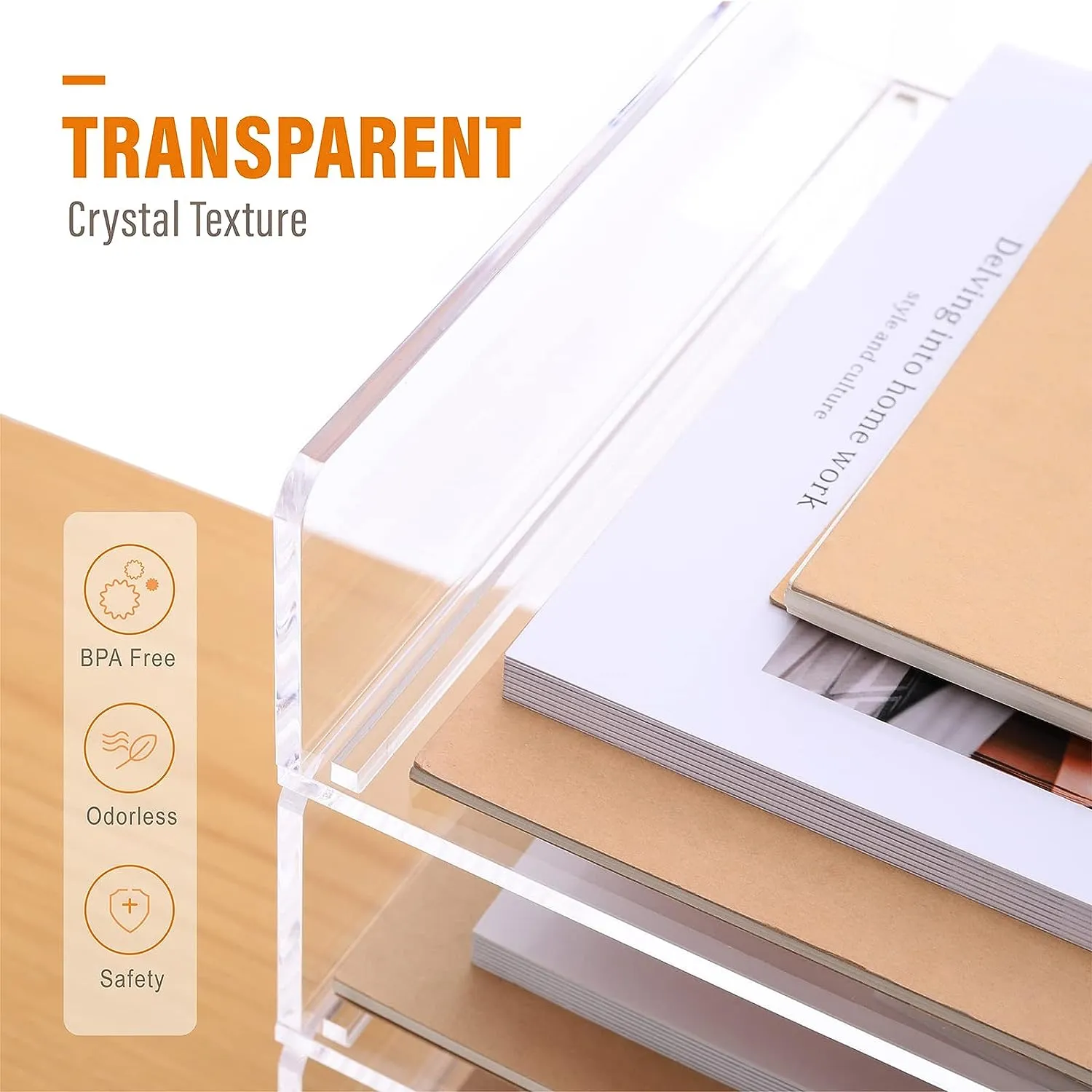 Acrylic Stackable Letter Tray Clear Paper Tray Desk Organizer 4-Tier Desk File Organizer Paper Sorter Holder Document Shelf Tray for Letter/A4