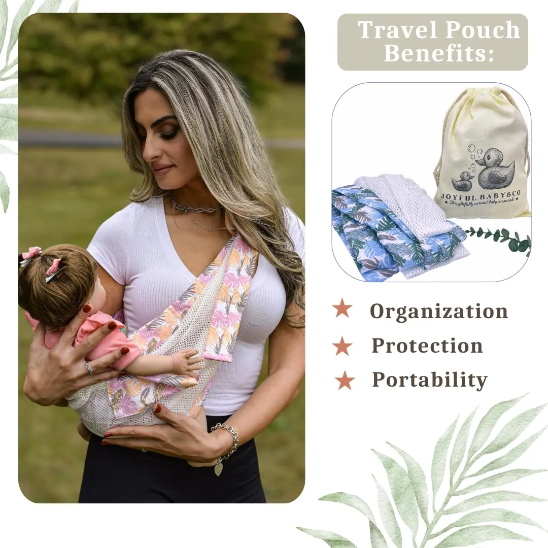 Adjustable Baby Sling for Newborn to Toddler (7–44 lbs) – Soft Wrap with Safety Buckle & Shoulder Straps – Hands-Free, Comfortable Babywearing – Tropical Blue