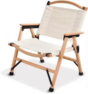 Adjustable Camping Chair with Armrests,Reclining Wood Beach Outdoor Patio Lounge for Adults,Folding Lawn Outdoor,Camping(Black) (Cream One Size)