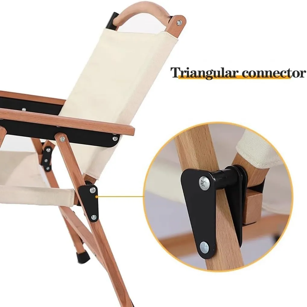 Adjustable Camping Chair with Armrests,Reclining Wood Beach Outdoor Patio Lounge for Adults,Folding Lawn Outdoor,Camping(Black) (Cream One Size)