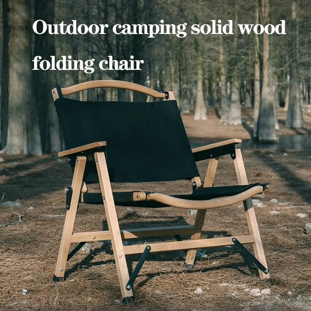 Adjustable Camping Chair with Armrests,Reclining Wood Beach Outdoor Patio Lounge for Adults,Folding Lawn Outdoor,Camping(Black) (Cream One Size)