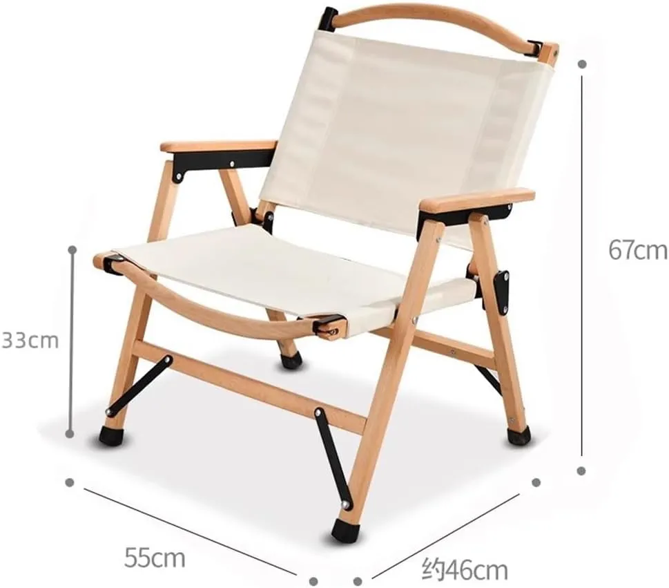 Adjustable Camping Chair with Armrests,Reclining Wood Beach Outdoor Patio Lounge for Adults,Folding Lawn Outdoor,Camping(Black) (Cream One Size)