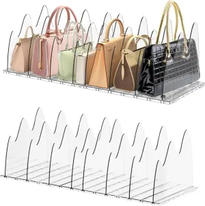 Adjustable Purse Organizers for Closet – Clear Handbag Shelf Dividers, 2 Sets (8 Dividers), Bag and Purse Storage Organizer