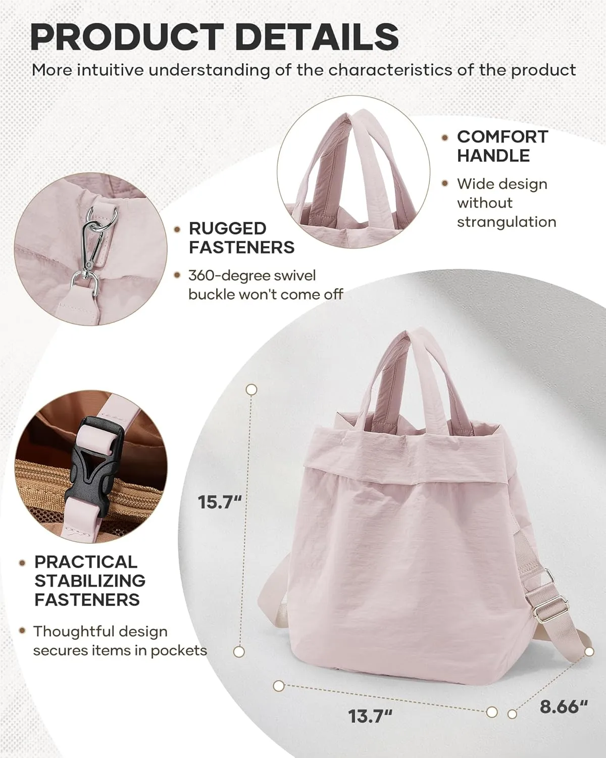Adult Unisex Pickleball Bags Crossbody Sports Bag Pink Modern Sling Satchel Nylon 3 Sections 15.5 Inches