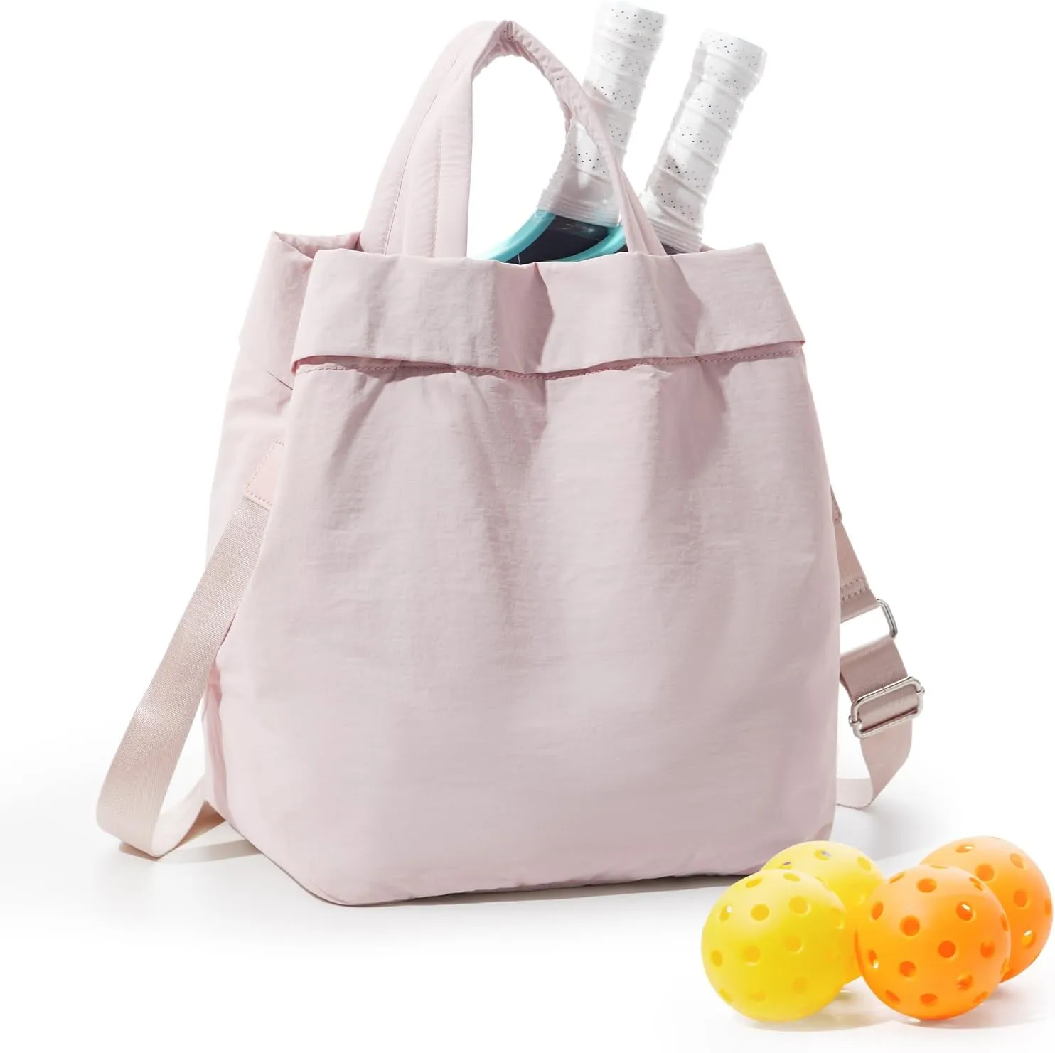 Adult Unisex Pickleball Bags Crossbody Sports Bag Pink Modern Sling Satchel Nylon 3 Sections 15.5 Inches