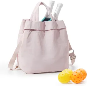 Adult Unisex Pickleball Bags Crossbody Sports Bag Pink Modern Sling Satchel Nylon 3 Sections 15.5 Inches