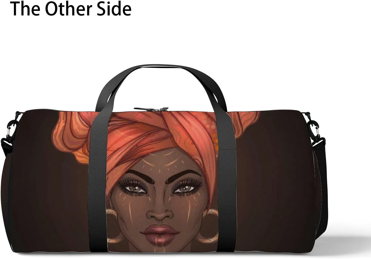 African American Pretty Girl Sports Duffel Bag Travel Gym Tote Bags Lightweight Durable Shoulder Strap Waterproof Polyester Outside Mesh Pocket Overnight Trip Duffel Bag for Women Men
