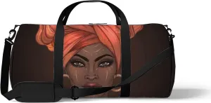 African American Pretty Girl Sports Duffel Bag Travel Gym Tote Bags Lightweight Durable Shoulder Strap Waterproof Polyester Outside Mesh Pocket Overnight Trip Duffel Bag for Women Men