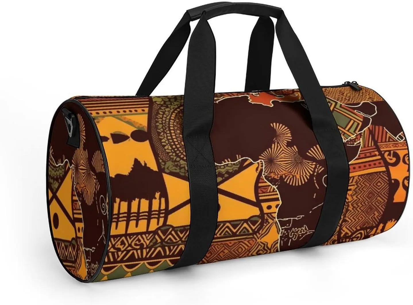 African Map Ethnic Pattern Gym Bag Small Travel Duffle Bag with Compartment Carry On Weekender Bag for Women Men