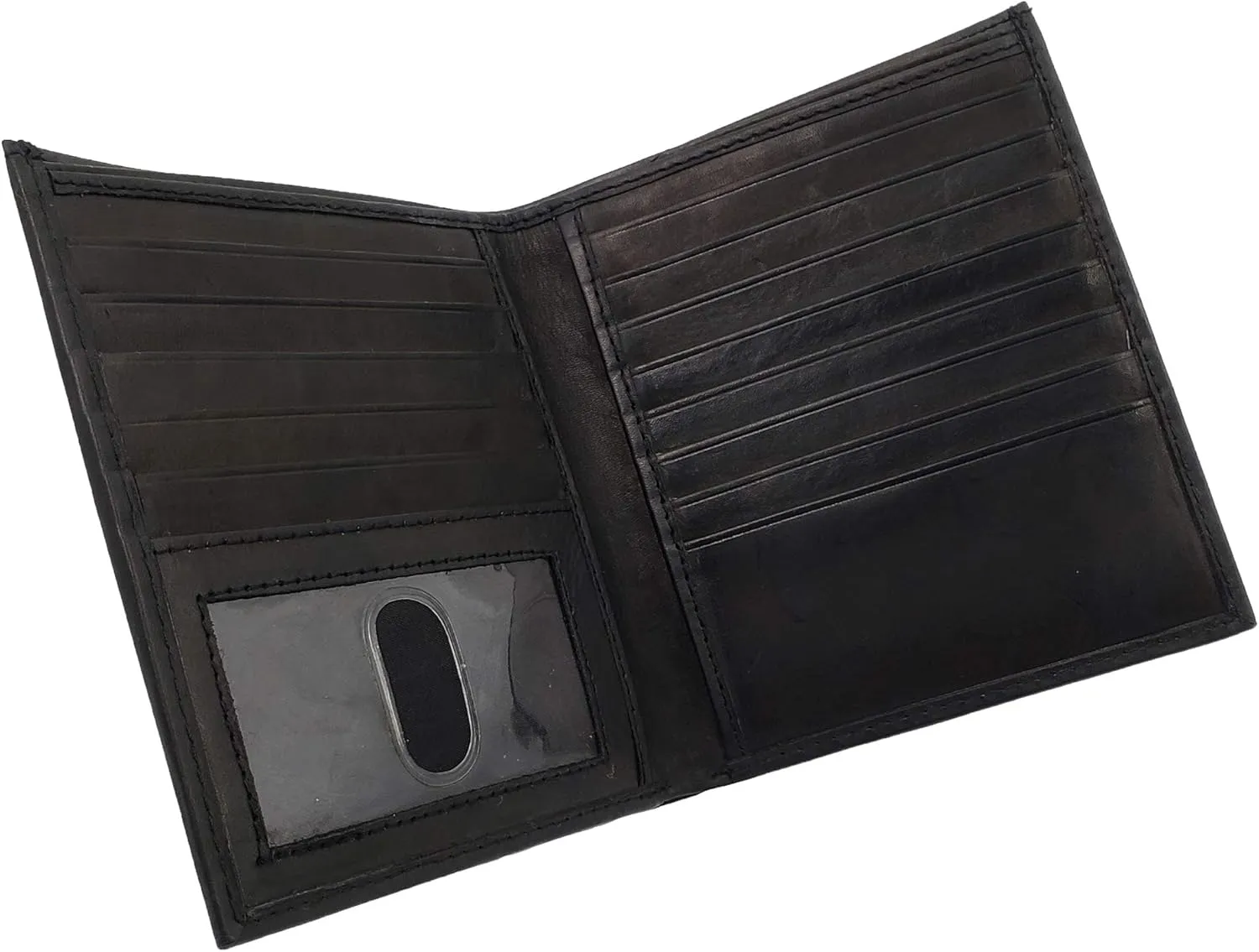 AG Wallets Men's RFID Cow Leather European Bifold Wallet Hipster 1 ID Window Bk