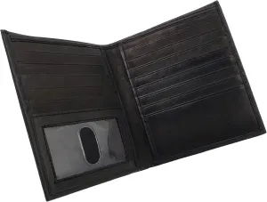 AG Wallets Men's RFID Cow Leather European Bifold Wallet Hipster 1 ID Window Bk