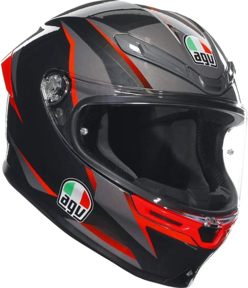 AGV K6 S Slashcut Street Helmet-Black/Grey/Red-XL