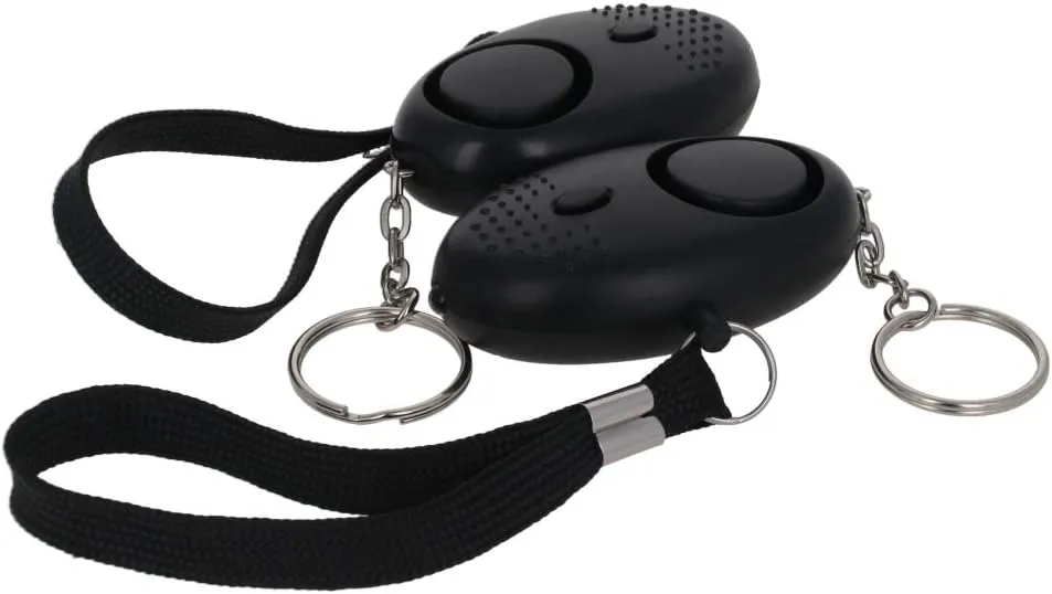 Aicosineg 2Pcs Safe Sound Personal Alarm 120DB Personal Security Alarm Emergency Safety Alarm Keychain with LED Lights for Women Men Children Elderly Bags Backpacks Suitcases Keys Black