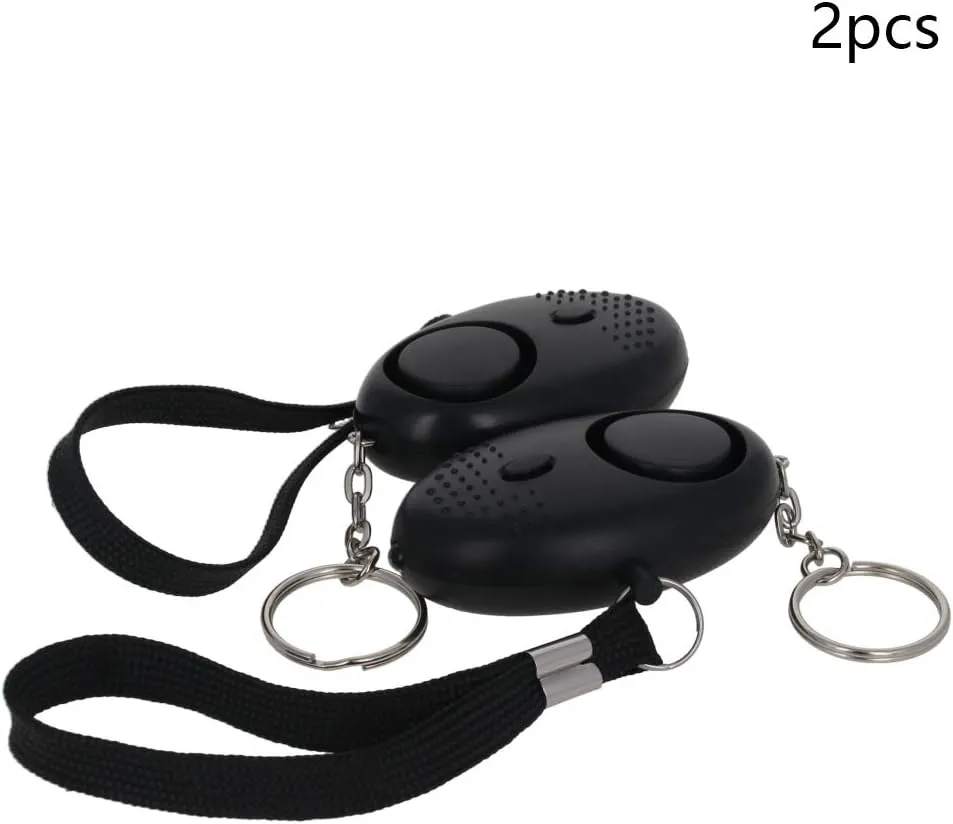 Aicosineg 2Pcs Safe Sound Personal Alarm 120DB Personal Security Alarm Emergency Safety Alarm Keychain with LED Lights for Women Men Children Elderly Bags Backpacks Suitcases Keys Black