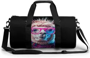Alpaca with Glasses And Scarf Novelty Large Duffel Bag Lightweight Gym Bag Travel Tote Bags