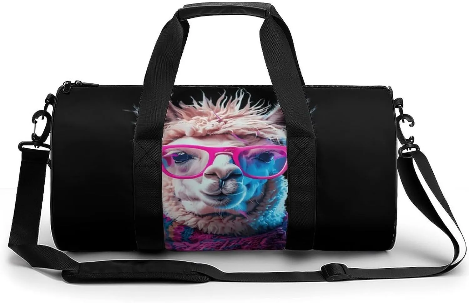 Alpaca with Glasses And Scarf Novelty Large Duffel Bag Lightweight Gym Bag Travel Tote Bags