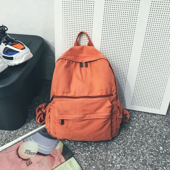 AlphaGal Solid Color Canvas Backpacks For School Teenagers Girls Women 2019 Fashion School Backpack Female Back Pack  High Capacity