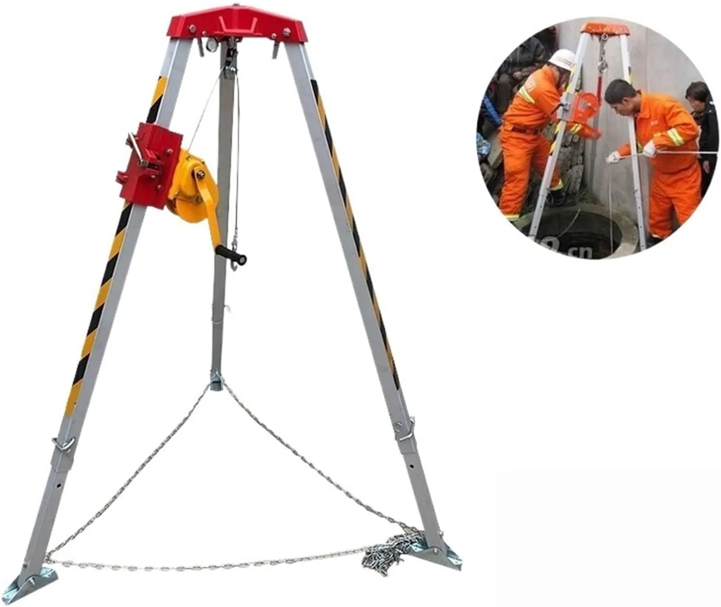 Aluminum Alloy Rescue Tripod Electric Wellhead Support for Limited Space Multi-Function Lifting Emergency Triangle Bracket MINGPING (Color : 1200 lbs Winch Belt)